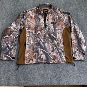 Bushnell Mens XL Realtree Camo Quarter Zip Fleece Hunting Jacket Brown